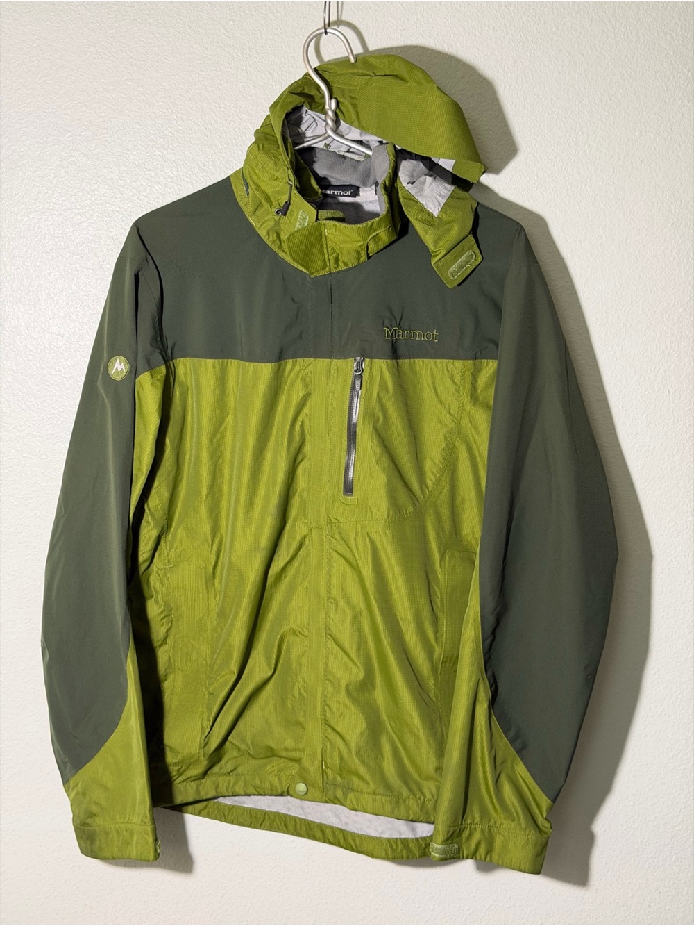 Marmot MemBrain Waterproof Rain Jacket Men's Sz Large Green Shell Utility Hiking